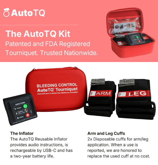The Auto TQ Kit. Patented and FDA Registered Tourniquet. Trusted Nationwide.